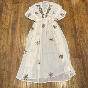 Miss June beaded chiffon sheer caftan maxi dress